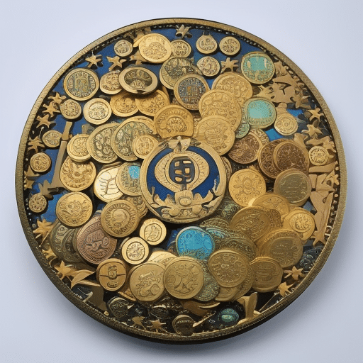 An image showcasing a colorful mosaic of various "meme coins" interlocked like puzzle pieces, each represented by unique symbols, reflecting the diversity and interconnectedness of strategies within the meme coin market