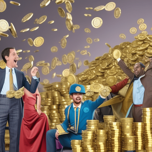 An image that captures the essence of Meme Coin Taxation, showcasing a vibrant and chaotic digital landscape filled with diverse meme characters holding bags of money, while a tax collector hovers above, symbolizing the impact of taxation on this emerging cryptocurrency phenomenon