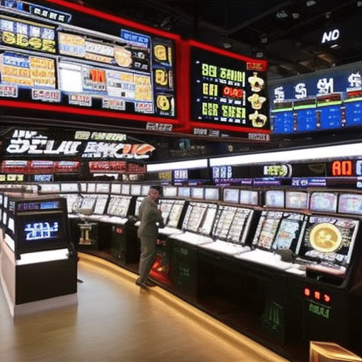 An image showcasing a chaotic trading floor, filled with animated traders frantically exchanging meme coins