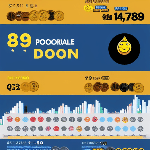 An image showcasing a lively stock market scene with emojis representing popular meme coins such as Dogecoin, Shiba Inu, and SafeMoon, surrounded by graphs and charts displaying their fluctuating trends