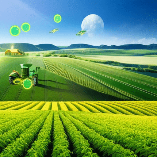 An image showcasing a lush, vibrant farm landscape