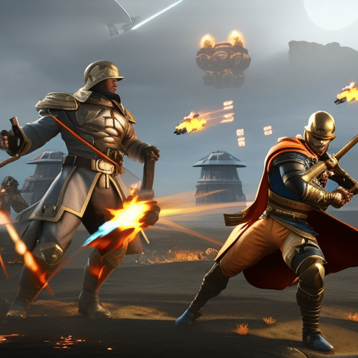 An image showcasing a vibrant virtual battlefield with popular meme characters engaging in an epic clash, symbolizing Meme Kombat's pivotal role in revolutionizing the world of meme coins and shaping their future