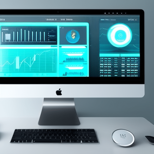 An image showcasing a futuristic dashboard with real-time graphs, charts, and data visualizations